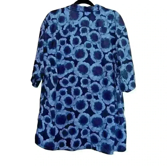 Banana Republic Size XL Relaxed Fit 100% Cotton Blue Floral Shirt Boho Party - Picture 1 of 10